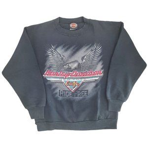 Harley Davidson NY Cafe Logo Crewneck Sweatshirt Ride Free